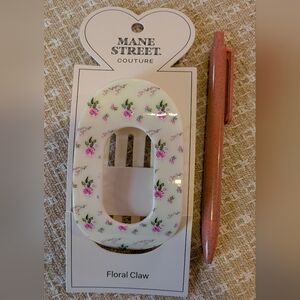 Floral Oval Hair Claw (Pink Rose Print)